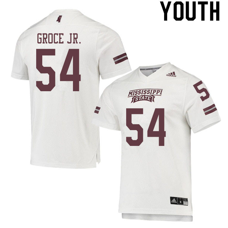 Youth #54 Rodney Groce Jr. Mississippi State Bulldogs College Football Jerseys Sale-White - Click Image to Close